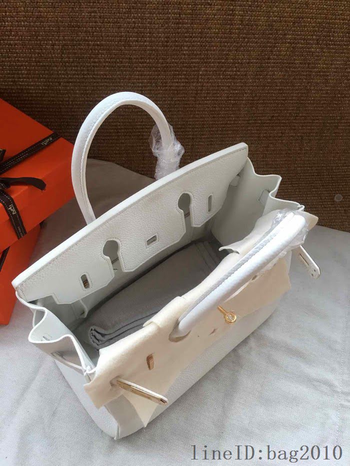 愛馬仕HERMES Birkin 鉑金包 白色 進口小牛皮 金銀扣 皮質細膩柔軟 時尚女手提包  tdher1138